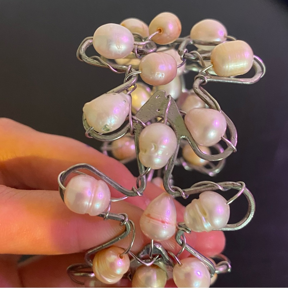 Freshwater Pearl Handmade Cuff Bracelet - Picture 4 of 6